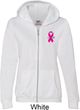 Breast Cancer Pink Ribbon Pin Pocket Print Ladies Full Zip Hoodie