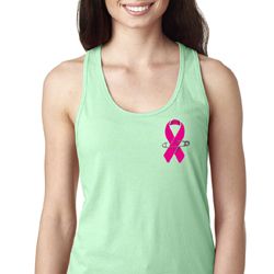 Breast Cancer Pink Ribbon Pin Pocket Print Ladies Ideal Tank Top