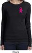 Breast Cancer Pink Ribbon Pin Pocket Print Ladies Long Sleeve Shirt