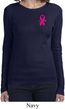 Breast Cancer Pink Ribbon Pin Pocket Print Ladies Long Sleeve Shirt