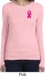 Breast Cancer Pink Ribbon Pin Pocket Print Ladies Long Sleeve Shirt