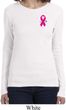 Breast Cancer Pink Ribbon Pin Pocket Print Ladies Long Sleeve Shirt