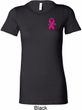 Breast Cancer Pink Ribbon Pin Pocket Print Ladies Longer Length Shirt