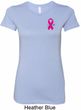 Breast Cancer Pink Ribbon Pin Pocket Print Ladies Longer Length Shirt