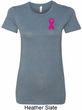 Breast Cancer Pink Ribbon Pin Pocket Print Ladies Longer Length Shirt