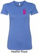 Breast Cancer Pink Ribbon Pin Pocket Print Ladies Longer Length Shirt