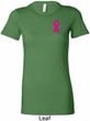 Breast Cancer Pink Ribbon Pin Pocket Print Ladies Longer Length Shirt