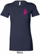Breast Cancer Pink Ribbon Pin Pocket Print Ladies Longer Length Shirt
