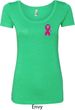 Breast Cancer Pink Ribbon Pin Pocket Print Ladies Scoop Neck Shirt
