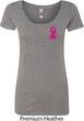Breast Cancer Pink Ribbon Pin Pocket Print Ladies Scoop Neck Shirt