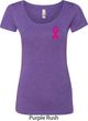 Breast Cancer Pink Ribbon Pin Pocket Print Ladies Scoop Neck Shirt