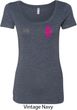Breast Cancer Pink Ribbon Pin Pocket Print Ladies Scoop Neck Shirt