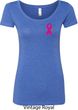 Breast Cancer Pink Ribbon Pin Pocket Print Ladies Scoop Neck Shirt