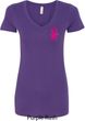 Breast Cancer Pink Ribbon Pin Pocket Print Ladies V-Neck Shirt