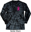 Breast Cancer Pink Ribbon Pin Pocket Print Long Sleeve Tie Dye Shirt