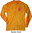 Breast Cancer Pink Ribbon Pin Pocket Print Long Sleeve Tie Dye Shirt