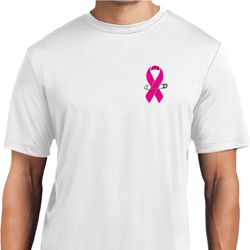 Breast Cancer Pink Ribbon Pin Pocket Print Mens Moisture Wicking Shirt
