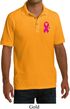 Breast Cancer Pink Ribbon Pin Pocket Print Mens Pique Polo Shirt