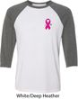 Breast Cancer Pink Ribbon Pin Pocket Print Mens Raglan Shirt