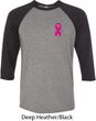Breast Cancer Pink Ribbon Pin Pocket Print Mens Raglan Shirt
