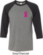 Breast Cancer Pink Ribbon Pin Pocket Print Mens Raglan Shirt