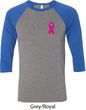 Breast Cancer Pink Ribbon Pin Pocket Print Mens Raglan Shirt