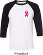 Breast Cancer Pink Ribbon Pin Pocket Print Mens Raglan Shirt