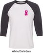 Breast Cancer Pink Ribbon Pin Pocket Print Mens Raglan Shirt