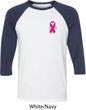 Breast Cancer Pink Ribbon Pin Pocket Print Mens Raglan Shirt