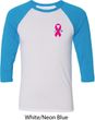 Breast Cancer Pink Ribbon Pin Pocket Print Mens Raglan Shirt