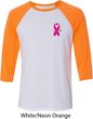 Breast Cancer Pink Ribbon Pin Pocket Print Mens Raglan Shirt
