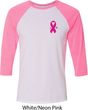 Breast Cancer Pink Ribbon Pin Pocket Print Mens Raglan Shirt