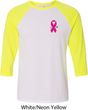 Breast Cancer Pink Ribbon Pin Pocket Print Mens Raglan Shirt