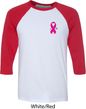 Breast Cancer Pink Ribbon Pin Pocket Print Mens Raglan Shirt