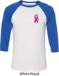 Breast Cancer Pink Ribbon Pin Pocket Print Mens Raglan Shirt