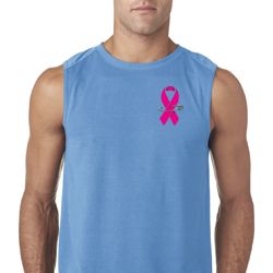 Breast Cancer Pink Ribbon Pin Pocket Print Mens Sleeveless Shirt