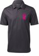 Breast Cancer Pink Ribbon Pin Pocket Print Mens Textured Polo Shirt