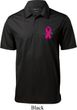Breast Cancer Pink Ribbon Pin Pocket Print Mens Textured Polo Shirt