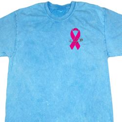 Breast Cancer Pink Ribbon Pin Pocket Print Mineral Tie Dye Shirt