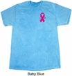 Breast Cancer Pink Ribbon Pin Pocket Print Mineral Tie Dye Shirt