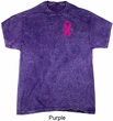 Breast Cancer Pink Ribbon Pin Pocket Print Mineral Tie Dye Shirt