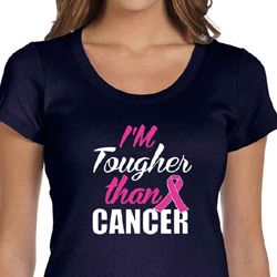 Breast Cancer Shirt Tougher Than Cancer Scoop Neck Tee T-Shirt