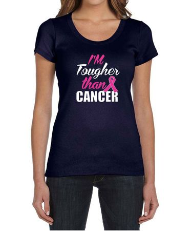 Breast Cancer Shirt Tougher Than Cancer Scoop Neck Tee T-Shirt