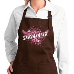Breast Cancer Survivor Wings Ladies Full Length Apron with Pockets
