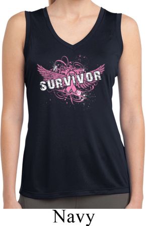 Breast Cancer Survivor Wings Ladies Sleeveless Moisture Wicking Shirt