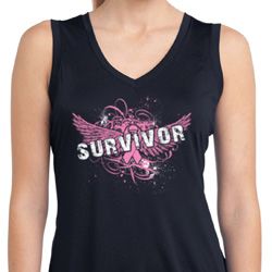 Breast Cancer Survivor Wings Ladies Sleeveless Moisture Wicking Shirt