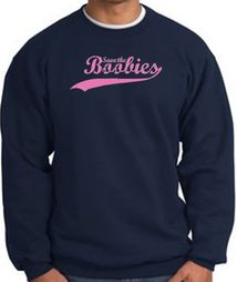 Breast Cancer Sweatshirt Distressed Save The Boobies Navy