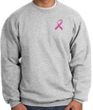 Breast Cancer Sweatshirt Pink Ribbon Pocket Print Athletic Heather