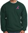 Breast Cancer Sweatshirt Pink Ribbon Pocket Print Dark Green