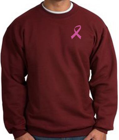 Breast Cancer Sweatshirt Pink Ribbon Pocket Print Maroon Sweatshirt